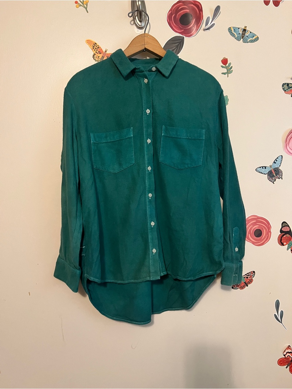 Madewell Oversized Green Sunday Flannel with Chest Pockets M